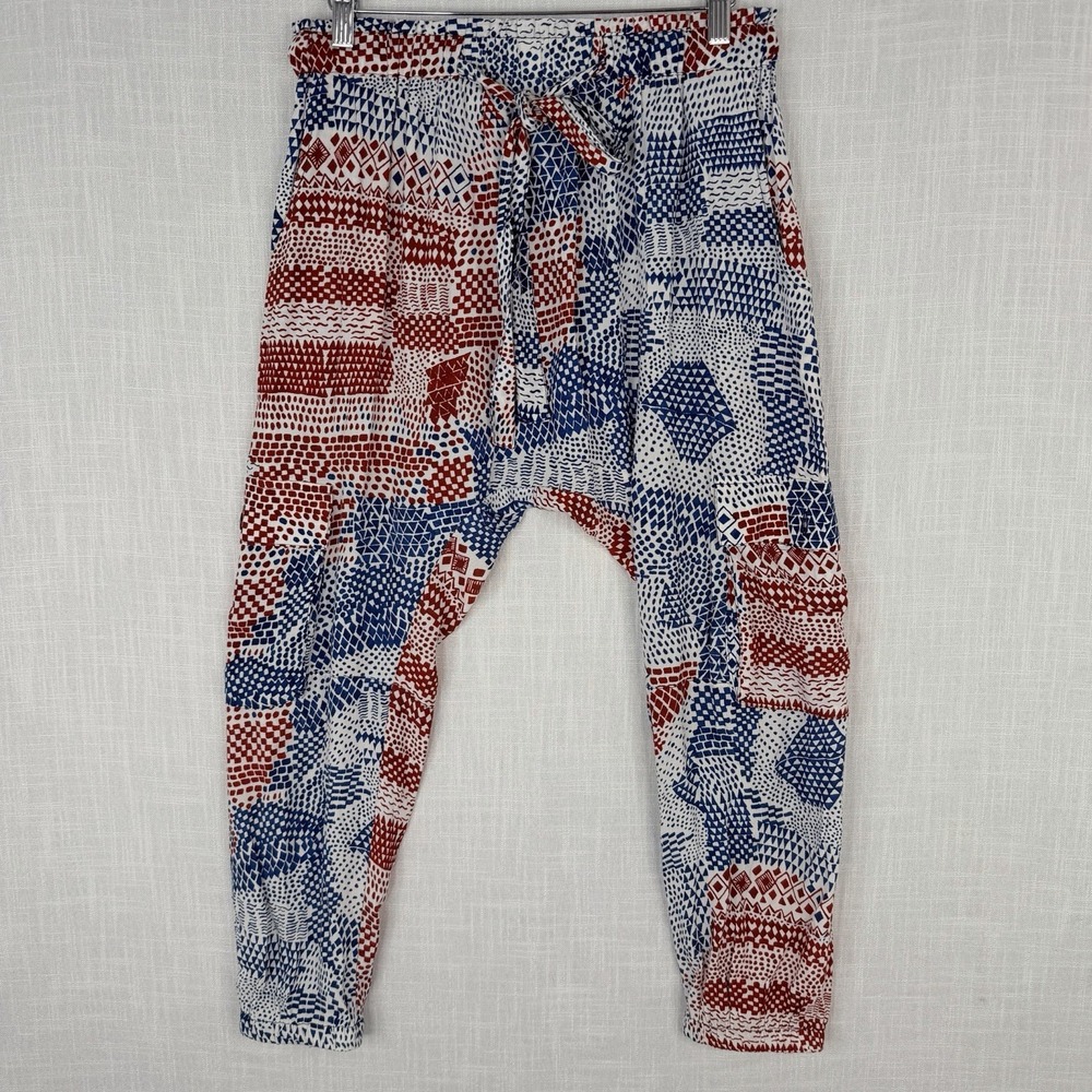 Anthropologie Hei Hei Red White Blue Harlem Harem Pants SZ Small 6 Pockets